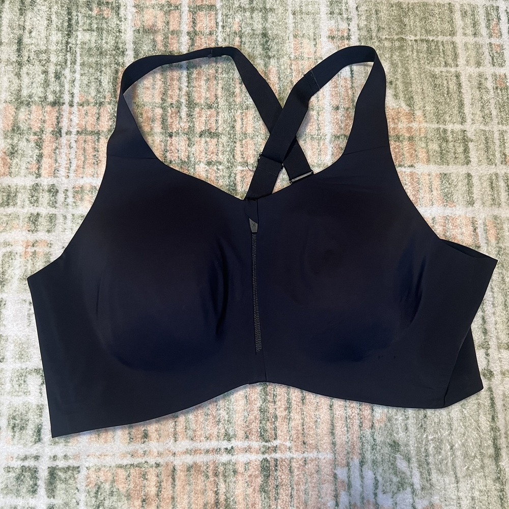 Knix Catalyst Front Zip Sports Bra Black High Impact Sz 8+ Wireless Support 2XL